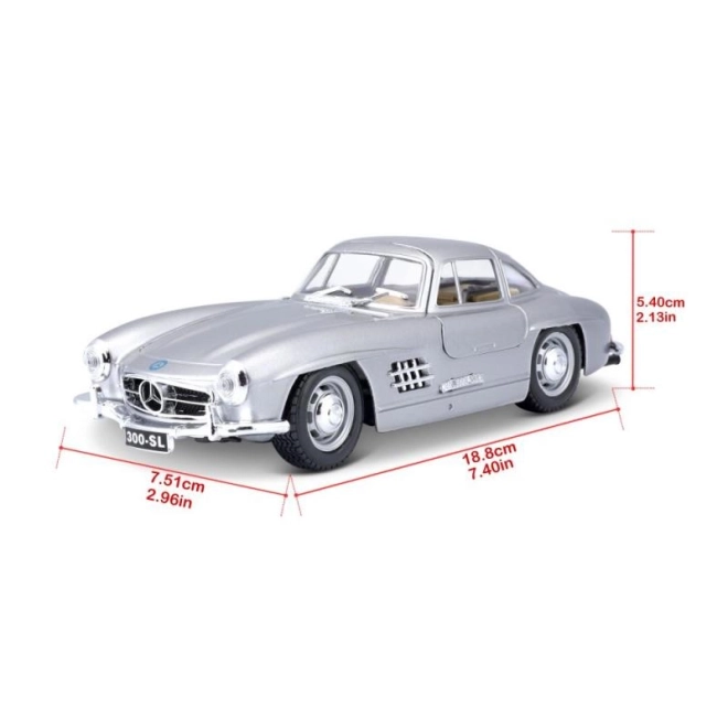 Bburago 1:24 Mercedes Benz 300SL strieborný 18-22023