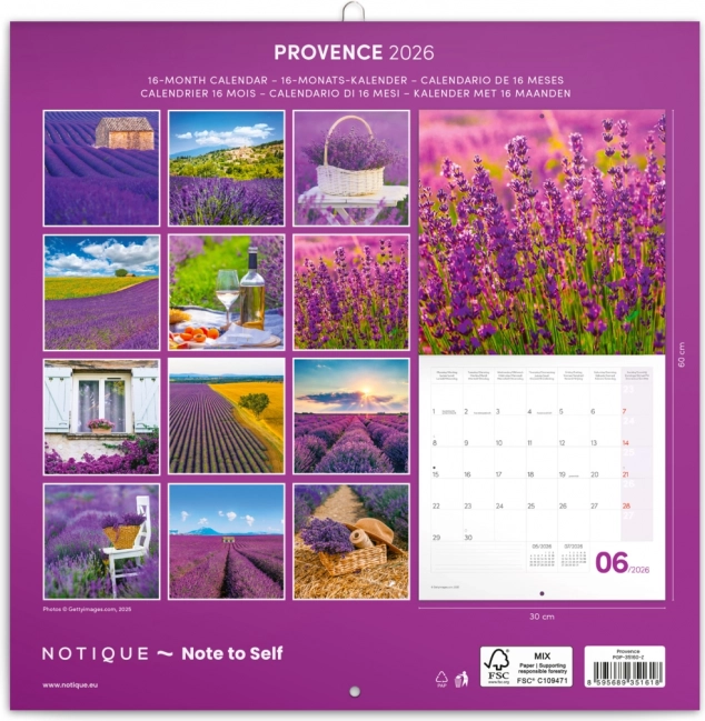 Poznámkový kalendár Provence 2026