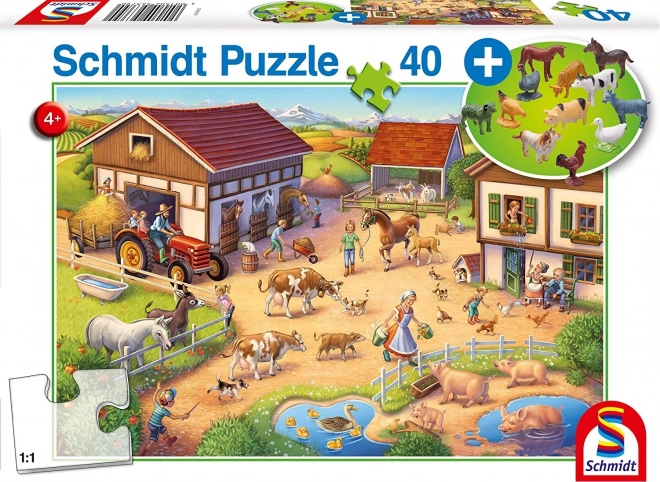 Puzzle Farma 40 dielikov s figúrkami zvierat