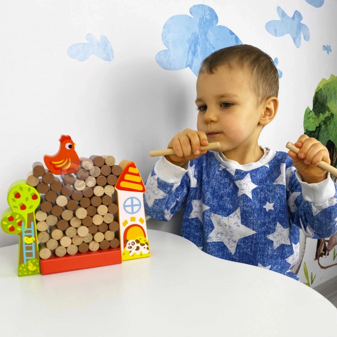 Tooky Toy Drevená Hra Spadni Kura Farma