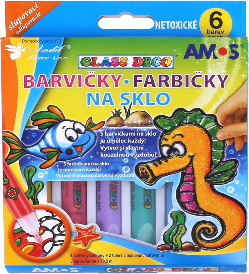 Farby na sklo 6 ks/10,5 ml
