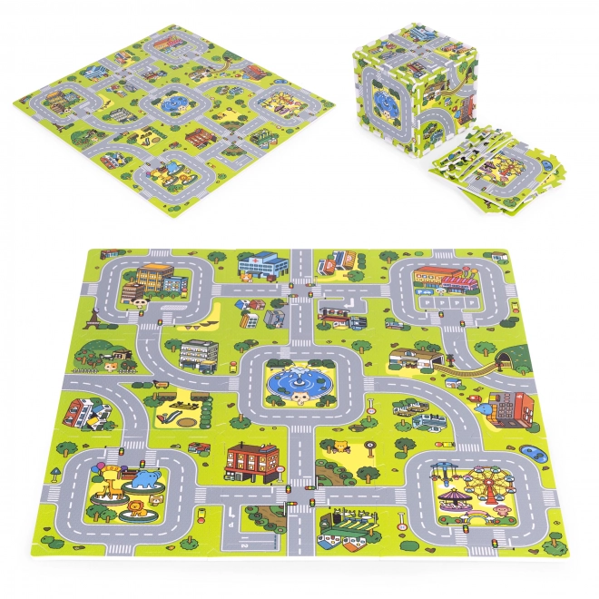 Farebná penová podložka Puzzle Mesto ECOTOYS