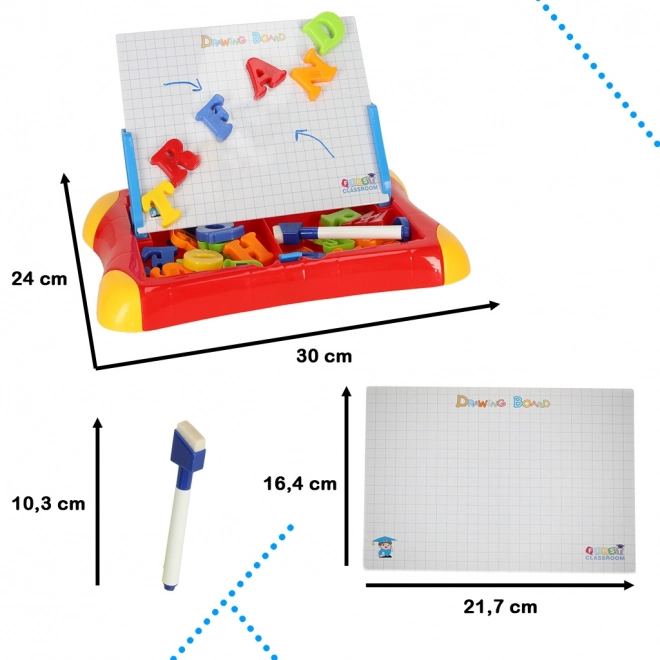 Magnetická edukatívna tabuľa na učenie číslic a písmen červená