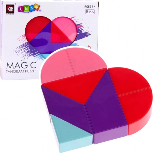 Magnetické tangramové kocky – srdce, 8 dielikov