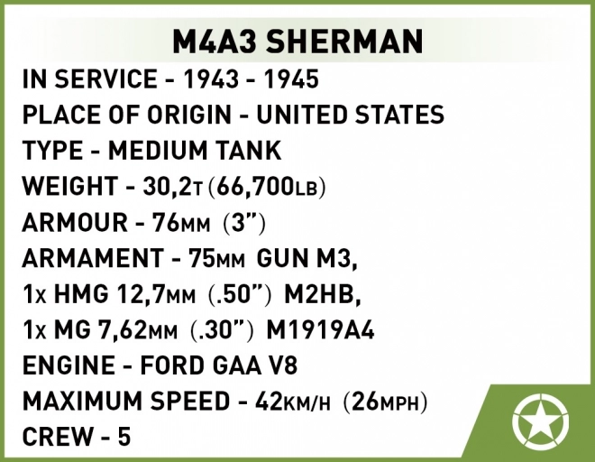 II WW M4A3 Sherman Tank 1:28