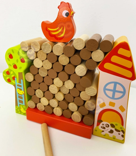 Tooky Toy Drevená Hra Spadni Kura Farma