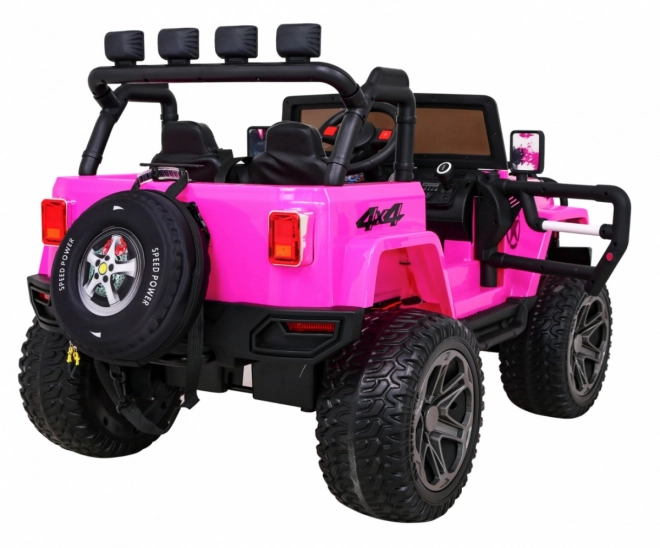 Terénne auto Monster 4x4 jeep pre deti Ružová + Diaľkové ovládanie + Nastavenie sedadla + Pomalý štart + MP3 LED + Nosič batožiny + Batoh