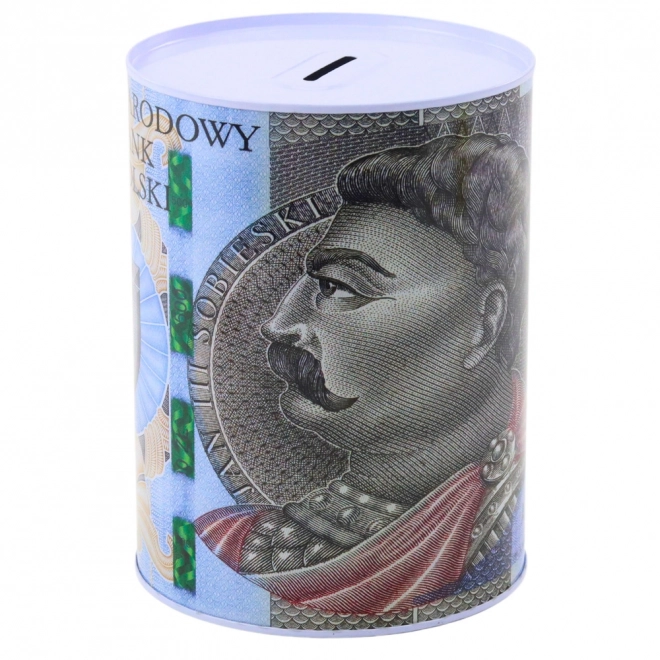 Kovová pokladnička s motívom bankovky 500 zlotých