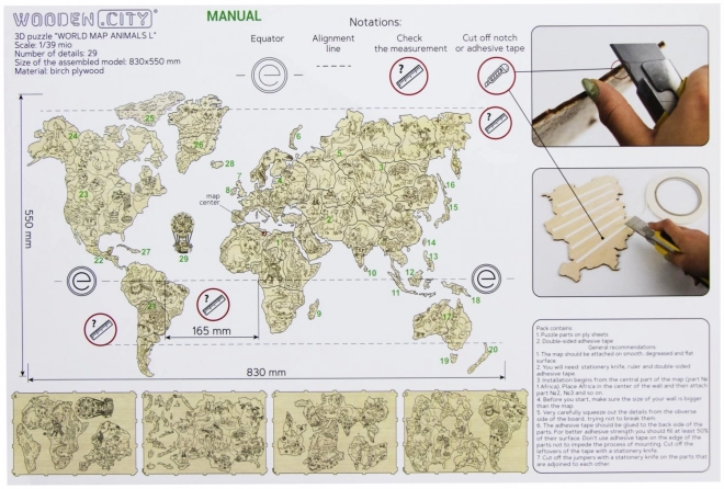 Drevená mapa so zvieratkami