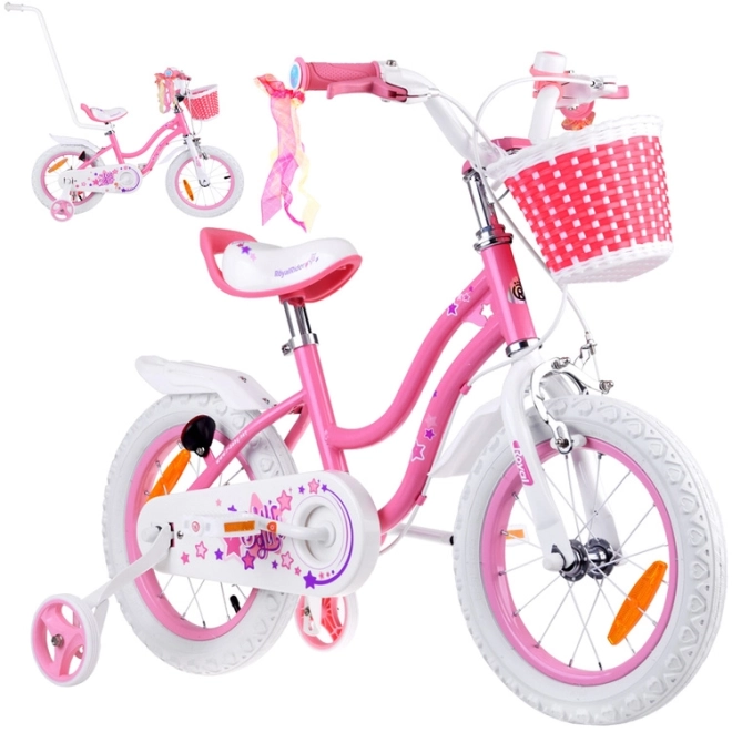 Dievčenský bicykel Royal Baby Star Girl modrý 14 palcov – Ružová