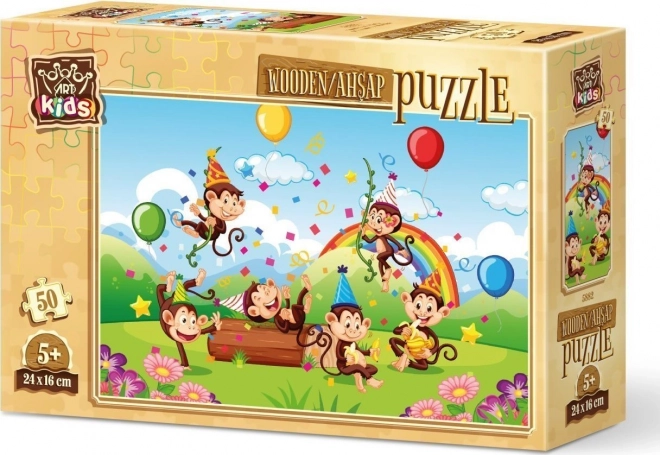 Drevené puzzle Opičia oslava