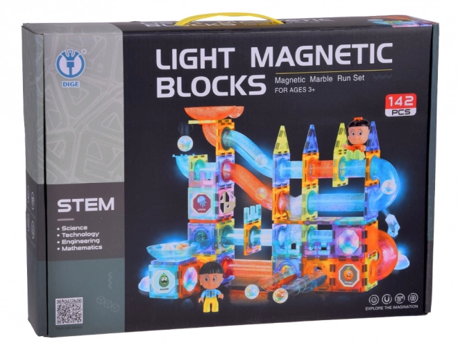 Magnetické 3D stavebnice so svietiacimi guľovými dráhami