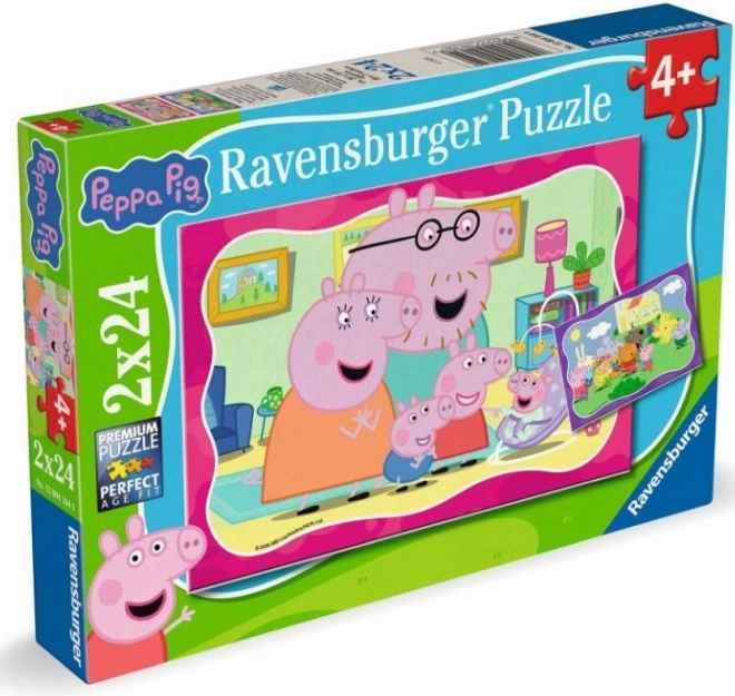 Puzzle Prasiatko Peppa 2×24 dielikov Ravensburger