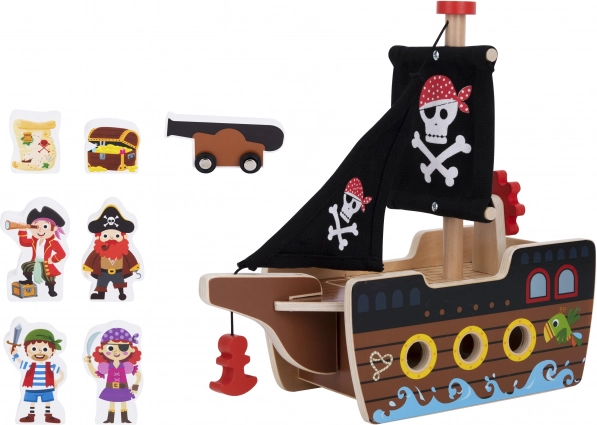 Drevená pirátska loď s figúrkami Tooky Toy