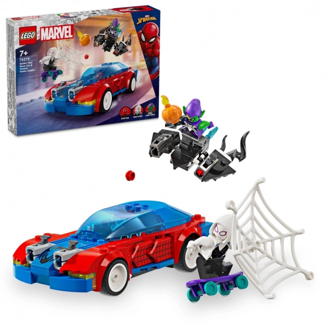 Lego Marvel Spider-Man závodné auto a Venom Zelený Goblin