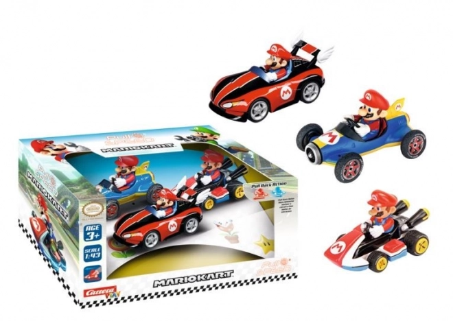 Súprava vozidiel Mario Kart 3-pack Pull & Speed