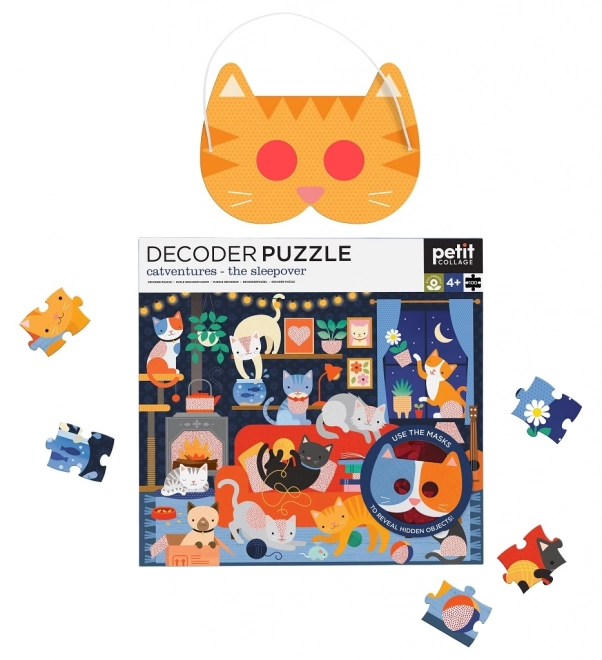 Puzzle kočky s 3D okuliarmi 100 dielikov