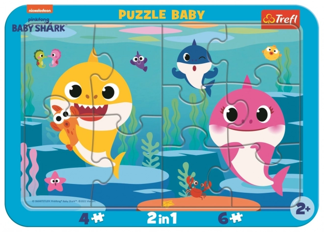 Detské puzzle Trefl Baby Shark: Šťastní žraloci 2v1