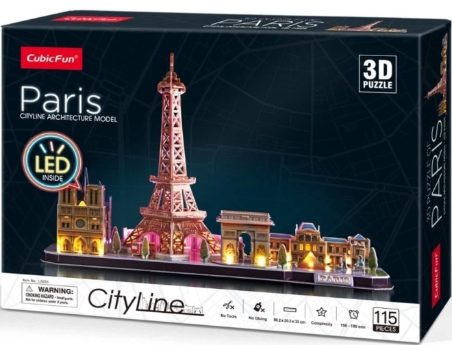 Svietiace 3D puzzle CityLine Panorama: Paríž