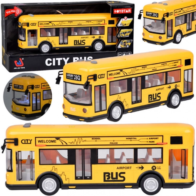 Žltý párty autobus s otváracími dverami, svetlami a zvukmi