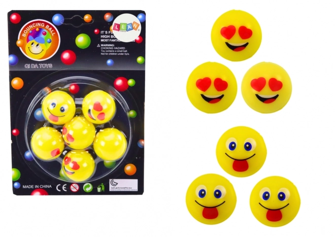 Sada žltých loptičiek Emoji 6 ks