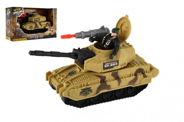 Plastový tank s vojakom 8x24 cm na volný pohyb