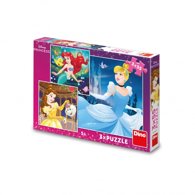 Veselé princezny puzzle set 3x55