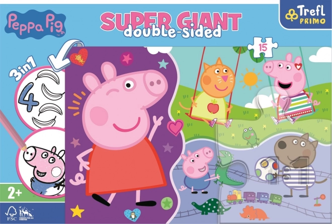 Obojstranné puzzle Prasiatko Peppa Super Giant 15 dielikov