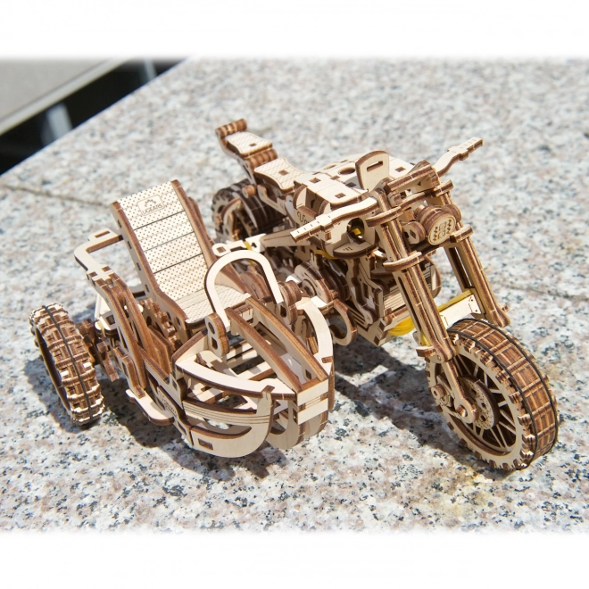 Ugears 3D puzzle Motocykel s vozíkom 380 dielikov