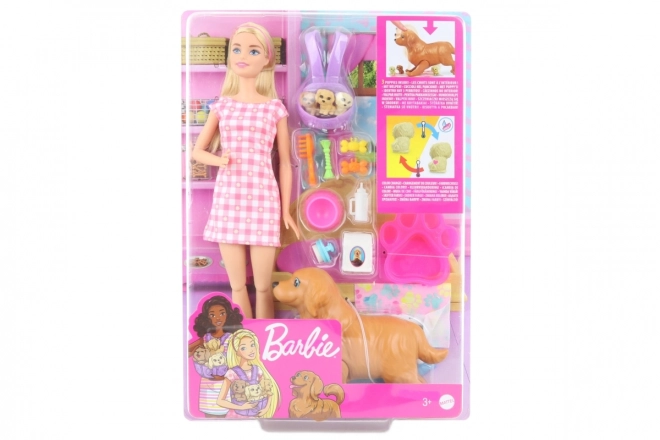 Bábika Mattel Barbie a novorodené šteniatka