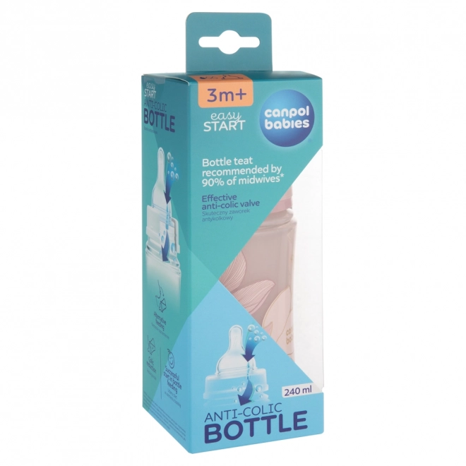 Canpol babies Antikoliková fľaša EasyStart MOUNTAINS 240 ml – Ružová