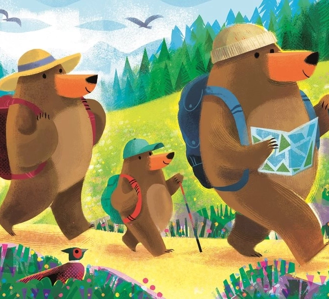 Ravensburger Puzzle Medvedia rodinka na výlete 2 x 24 dielikov