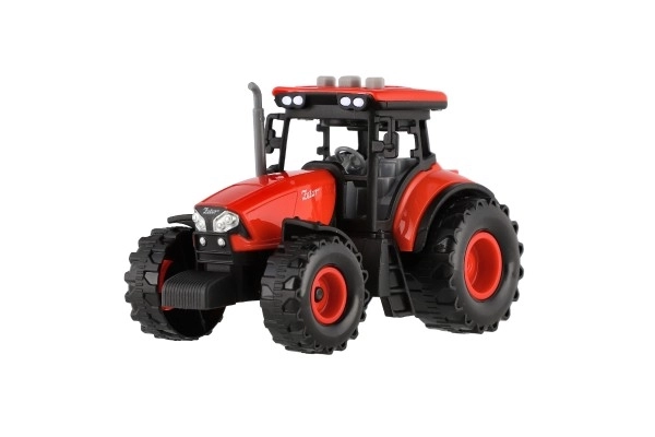 Červený traktor Zetor na zotrvačník so zvukovými a svetelnými efektmi