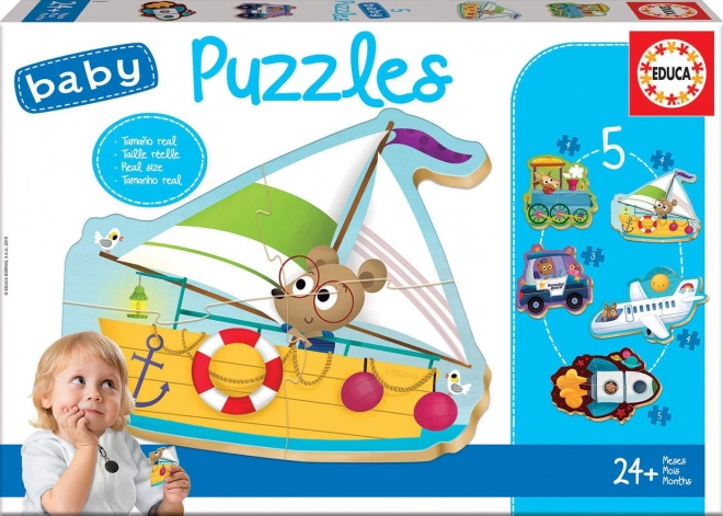 Educa Baby puzzle Zvieratká v dopravných prostriedkoch