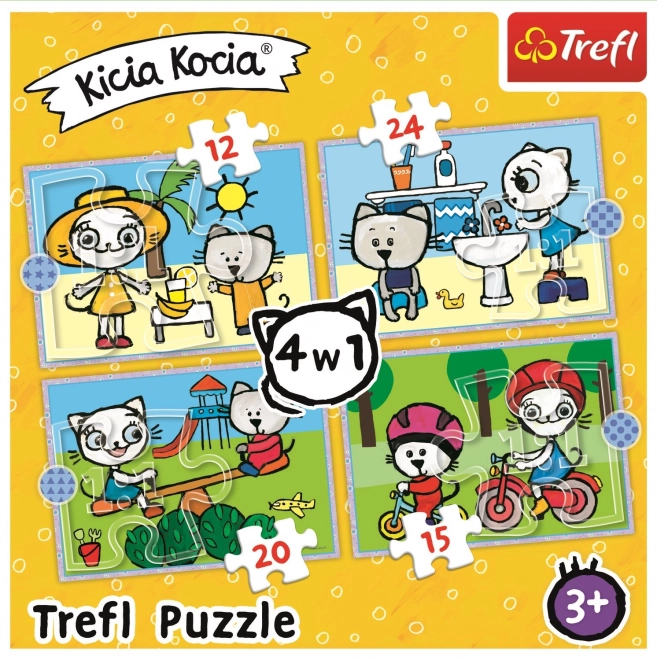 Trefl puzzle Kicia Kocia: Deň mačičky 4v1