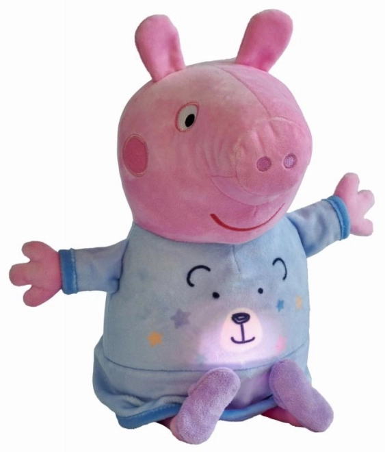 Peppa Pig 2v1 plyšový usínáček hrajúci a svietiaci, modrý, 25 cm