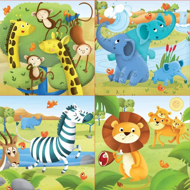 Puzzle Divoké zvieratá 4v1