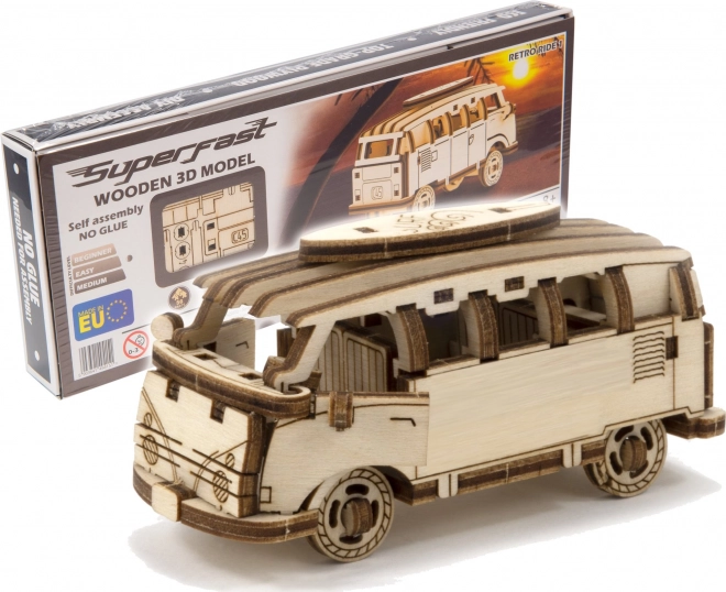 Drevené 3D puzzle Superfast retro minibus