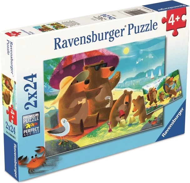 Ravensburger Puzzle Medvedia rodinka na výlete 2 x 24 dielikov