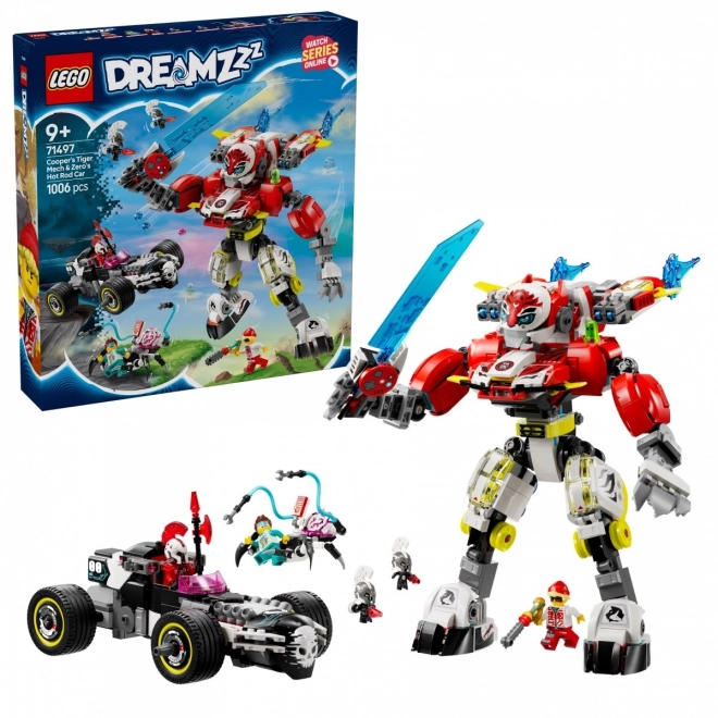 Stavebnica LEGO DREAMZzz Tygrí mech Coopera a hot rod Zero