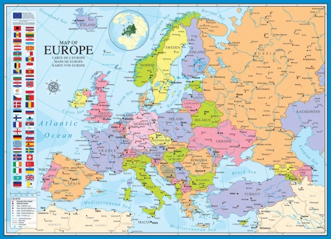 Puzzle Mapa Európy 1000 dielikov