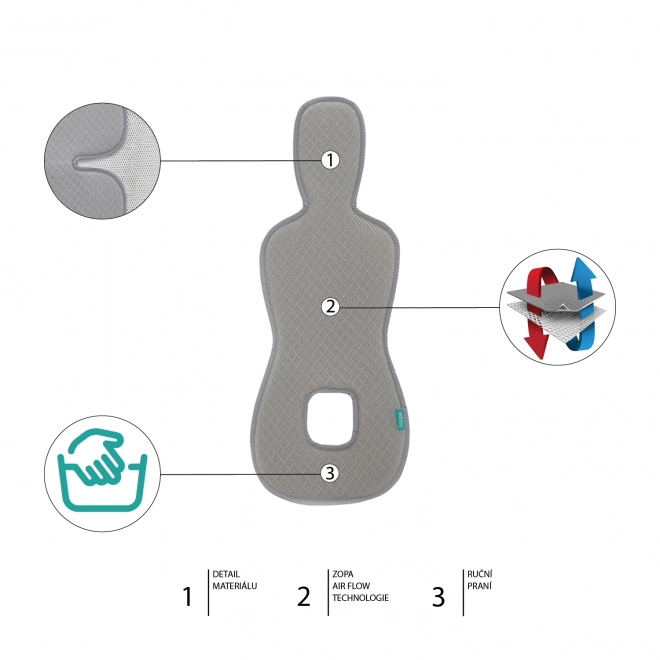 Prodyšná podložka do autosedačky pre bábätká Foggy Grey