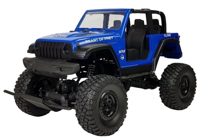 Zábavné RC auto JEEP 4x4 s terénnymi tlmičmi v modrej farbe