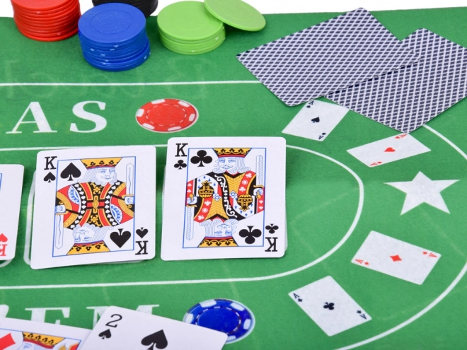 Karetná hra set 2v1 Poker a Blackjack so žetónmi, kartami a doskou