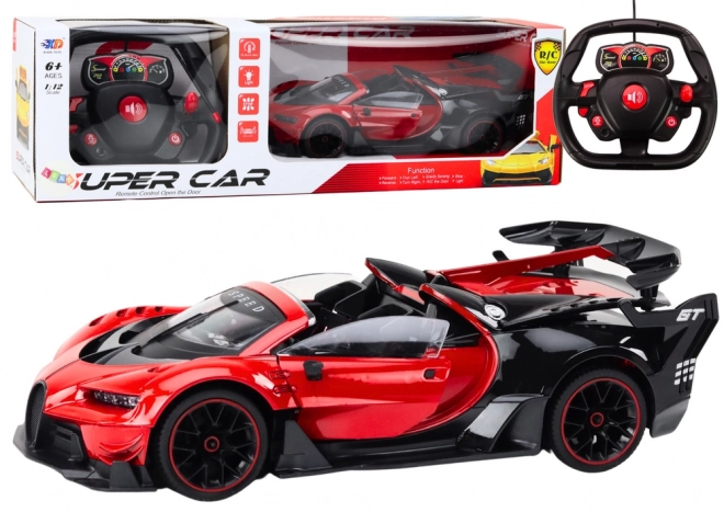 Červené RC športové auto so sklápacími dvermi 1:12