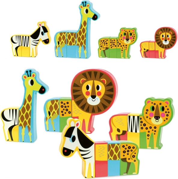 vilac drevené magnetické puzzle veselé safari