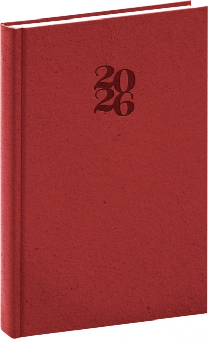 Denný diár Essenza 2026, čerešňová farba, 15 x 21 cm