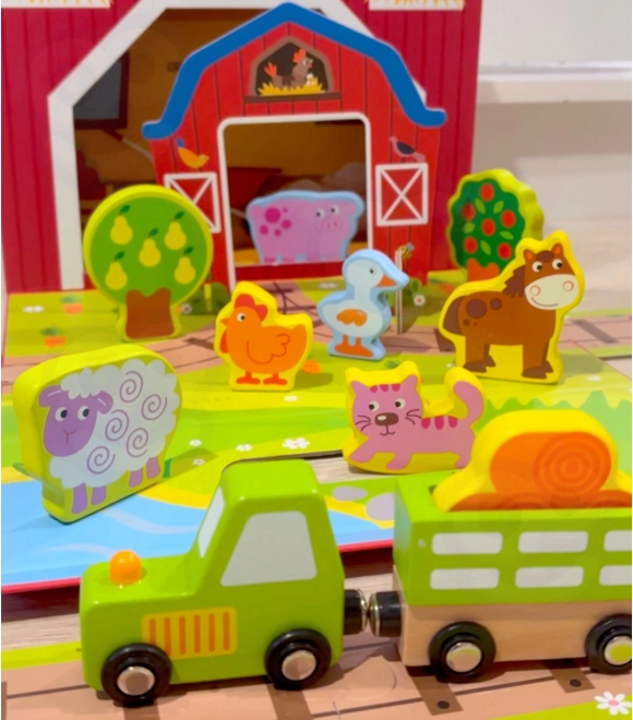 Drevená farma v kufríku Tooky Toy