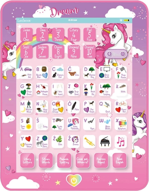 Dvojjazyčný hovoriaci vzdelávací tablet Unicorn Lexibook