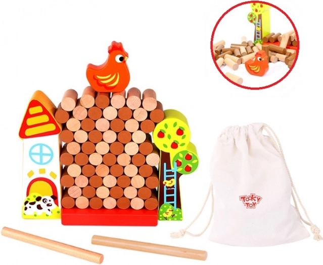 Tooky Toy Drevená Hra Spadni Kura Farma
